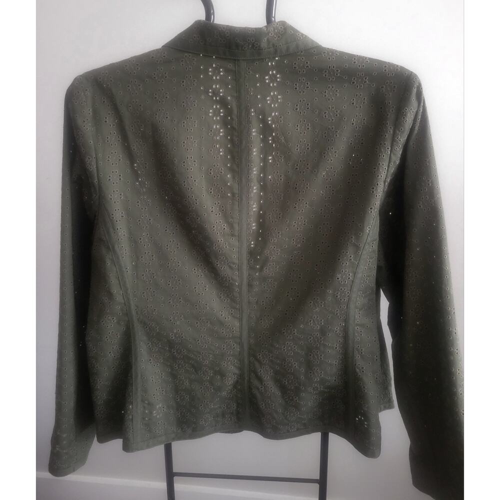 Venezia Size 14/16 Olive Green Eyelet Cotton Jacket Blazer EUC Lightweight - Picture 5 of 5